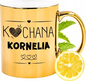 Prémium Arany Csillogó Bögre Kornéliának Ajándék Nyomtatott Fotóval