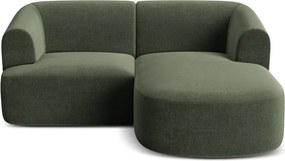 Zöld bársony sarokkanapé (jobb oldali-heverő résszel) Campi – Cosmopolitan Design