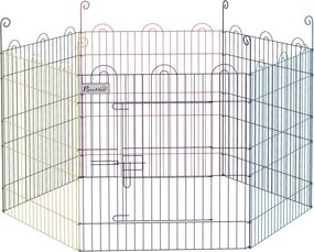 PawHut Kölyökkutya Játékkerítés, 6 Darab 60 cm-es Kölyökkutya Kerítés, DIY Játékkerítés, Kertkapuval, Fémből, Többszínű | Aosom