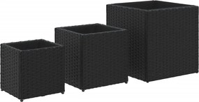 vidaXL 3 db fekete polyrattan kerti ültetőláda