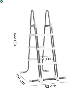 INTEX 28075 Medencelétra 91-107 cm csúszásgátlóval