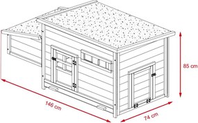 Avenberg DORIS Tyúkól 146 x 74 x 85 cm