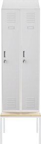 Fém öltözőszekrény paddal és tetővel KACPER II PRO, 600 x 2295 x 850 mm, szürke