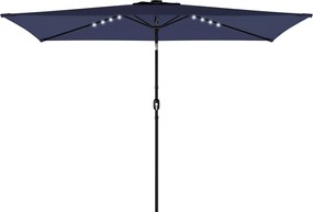 Outsunny 2,9 × 2,5 m kerti napernyő – 24 napelemes LED, kurblás és dönthető, fém oszlop, sötétkék | Aosom