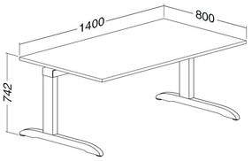 ProOffice C asztal 140 x 80 cm, bükkfa