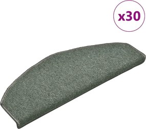 vidaXL 30 db sötétzöld, félkör alakú, nagy lépcsőszőnyeg 65 x 24 x 4 cm