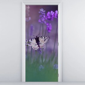 Fotótapéta ajtóra - Pillangó a levendulában (95x205cm)