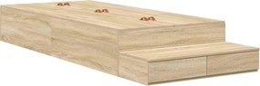 vidaXL Ágykeret tárolóval fiókkal tárolóval Sonoma tölgy 80 cm Faanyag