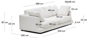 Fehér kanapé 210 cm Gala – Kave Home