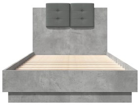 betonszürke szövet ágykeret fejtámlával 75 x 190 cm