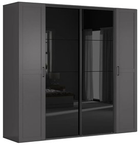 Ruhásszekrény Flex 138 (grafit + fényes fekete) (tükörrel). 1098237
