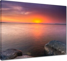 Vászonkép 50x40 Sziklák Tenger naplemente