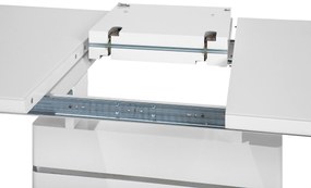 Étkezőasztal Fehér Rozsdamentes Acél 180/220 x 90 cm Bővíthető HAMLER Beliani