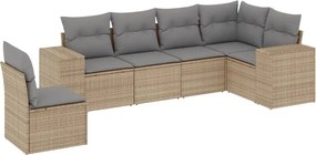 vidaXL 6 részes bézs polyrattan kerti ülőgarnitúra párnával