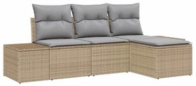 vidaXL Kerti Kanapé Szett párnával 4 pcs Bézs polirattan
