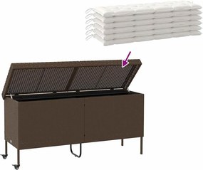 Barna Polyrattan Kerti Tárolóláda Kerekekkel 160X55X75 Cm