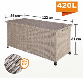 Casaria® Tárolódoboz 122cm x 56cm x 61cm - krém kerekekkel