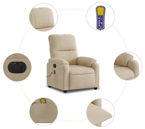 krémszínű mikroszálas szövet elektromos dönthető masszázsfotel