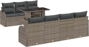 vidaXL Kerti Kanapé Szett párnával tárolóval 8 pcs Szürke Poly Rattan