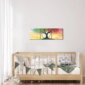 Kép – Évszakok festett fája (órával) (90x30 cm)