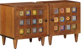 vidaXL Éjjeliszekrény 2 pcs Barna 40 x 33 x 46 cm Tömör Mangófát