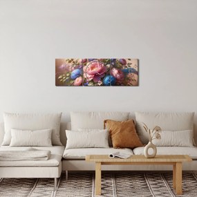 Kép - Asztal tele virágokkal (órával) (90x30 cm)