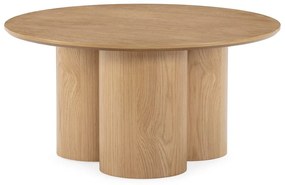 Natúr színű kerek dohányzóasztal tölgyfa dekorral ø 80 cm Lua – MOME