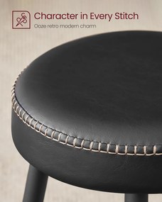 ECHO Bárszék 2 db, varrott műbőr borítás, fekete, 76 cm magas