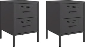 vidaXL 2 db fekete acél éjjeliszekrény 36 x 39 x 50,5 cm