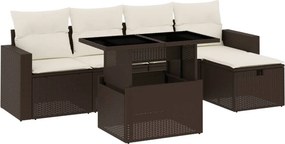 vidaXL 6 részes barna polyrattan kerti ülőgarnitúra párnával