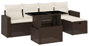 vidaXL 6 részes barna polyrattan kerti ülőgarnitúra párnával