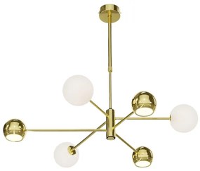 Jupiter 1962 - Csillár rúdon MOKA 3xGU10/10W/230V + 3xG9/10W/230V arany/fehér