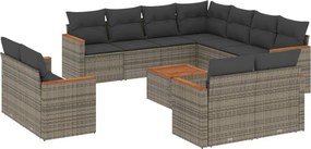 vidaXL 12 részes szürke polyrattan kerti ülőgarnitúra párnákkal