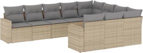 vidaXL 10 részes bézs polyrattan kerti ülőgarnitúra párnával