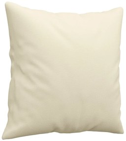 2 személyes krémszínű műbőr kanapé díszpárnákkal 120 cm