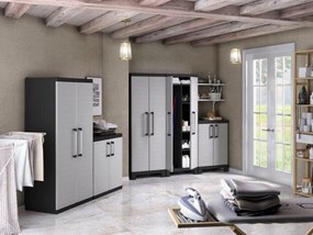 Keter Kétajtós Detroit XL alacsony műanyag szekrény szürke ajtóval