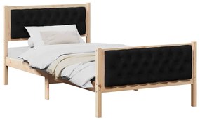 Ágykeret fejtámlával Fekete 100 x 200 cm Tömör fenyőfa
