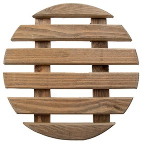 Fából készült gurulós virágalátét, barna, 29 cm