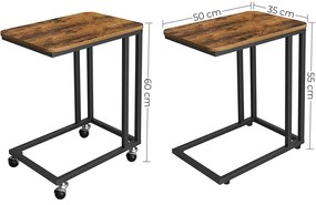 Kis asztal görgőkön, dohányzóasztal 50 x 55 x 35 cm