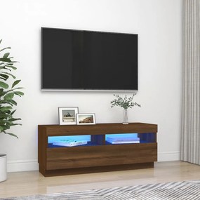 Barna tölgyszínű TV-szekrény LED-világítással 100 x 35 x 40 cm