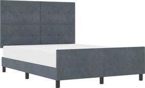 vidaXL Boxrugós ágy fejtámlával Sötétszürke 140 x 190 cm Bársony