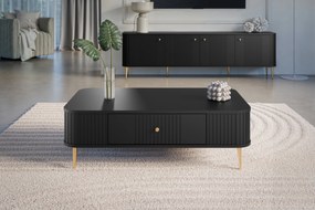 Vesper 103x60 cm-es fekete asztal fiókkal - fekete / arany lábak
