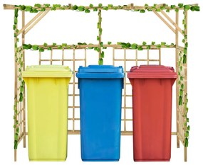 impregnált fenyőfa kerti pergola 3 szemeteskukához