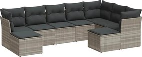 vidaXL 9 részes világosszürke polyrattan kerti ülőgarnitúra párnával