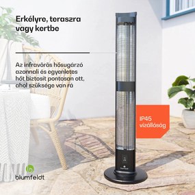 Blumfeldt BlazeTower infravörös hősugárzó, 3000 W, kültéri, 3 fokozat, IP45, távirányító, időzítő