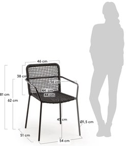 Bomer fekete acélszerkezetű kerti szék - Kave Home