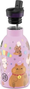 24BOTTLES Kids Clima 330ml rozsdamentes acél termosz szívószálas kupakkal, Meow Friends