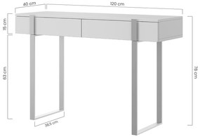 Verica modern konzolasztal / fésülködőasztal 120 cm fém lábakkal - fekete beton / arany lábak