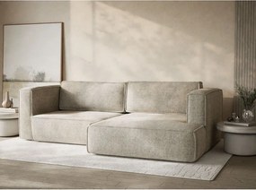 Bézs zsenília kinyitható-tárolóhelyes sarokkanapé (jobb oldali-heverő résszel) Velto – Maison de Rêve