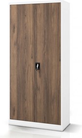 Fém irodai dokumentumszekrény, fehér / dió, 900x1950x400 mm: JAN H Eco Design